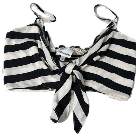 Skylar & Madison Crop Top Mini Black & White Stripes Size‎ Small - Picture 3 of 15